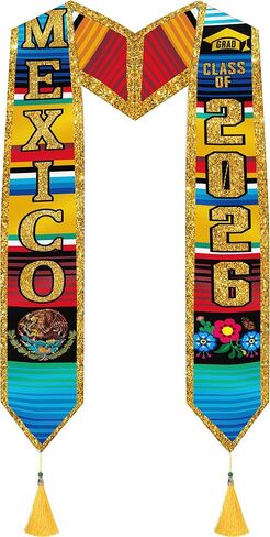 Romart Graduation Stole Class of 2026، وشاح التخرج من الجيل الأول للتمريض المكسيكي Serape مع شرابة للبالغين من الجنسين، 72 بوصة in Kuwait