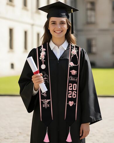 Romart Graduation Stole Class of 2026، وشاح التخرج من الجيل الأول للتمريض المكسيكي Serape مع شرابة للبالغين من الجنسين، 72 بوصة in Kuwait