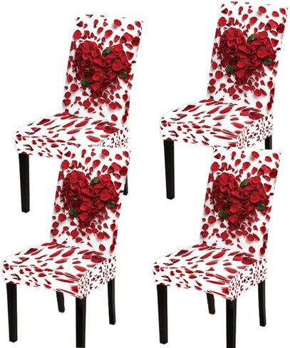 Gold Bow Chair Covers Set of 4 Elegant Stretch Spandex Dining Slipcover Floral Festive Wedding Banquet Party Seat Protector Home Decor in Saudi Arabia