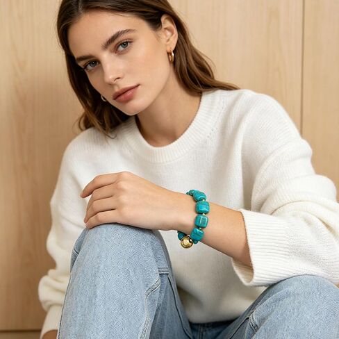Colorful Chunky Beaded Bracelets for Women – Large Square Resin Adjustable Bracelet, Multicolor Stackable Statement Bangle, Summer Beach Party Jewelry in Saudi Arabia