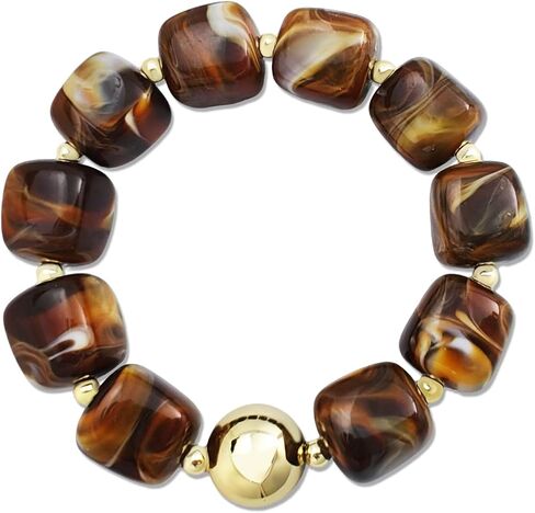 Colorful Chunky Beaded Bracelets for Women – Large Square Resin Adjustable Bracelet, Multicolor Stackable Statement Bangle, Summer Beach Party Jewelry in Saudi Arabia