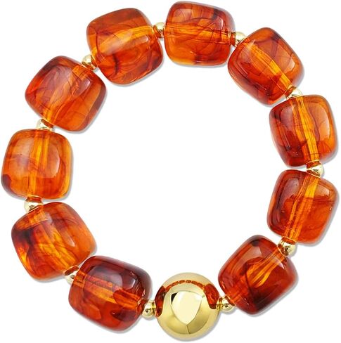 Colorful Chunky Beaded Bracelets for Women – Large Square Resin Adjustable Bracelet, Multicolor Stackable Statement Bangle, Summer Beach Party Jewelry in Saudi Arabia