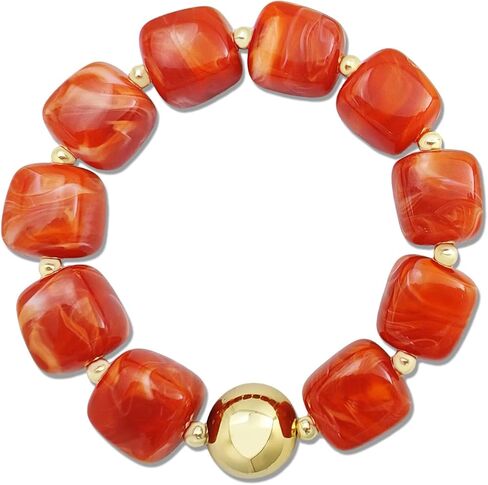 Colorful Chunky Beaded Bracelets for Women – Large Square Resin Adjustable Bracelet, Multicolor Stackable Statement Bangle, Summer Beach Party Jewelry in Saudi Arabia
