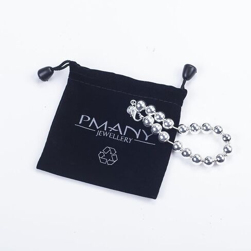 [Mother's Day Special] 925 Sterling Silver Plated Round Beads Chain Bracelet Bangle (10mm) in Saudi Arabia