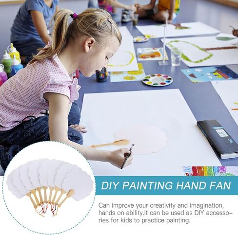 PRETYZOOM 16pcs Wedding Paddle Hand Fans for Guests, Small Round Double-Sided Blank Japanese Uchiwa Fans for Painting, DIY Craft (21x30 cm) in Saudi Arabia