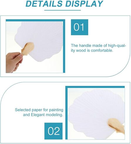 PRETYZOOM 16pcs Wedding Paddle Hand Fans for Guests, Small Round Double-Sided Blank Japanese Uchiwa Fans for Painting, DIY Craft (21x30 cm) in Saudi Arabia