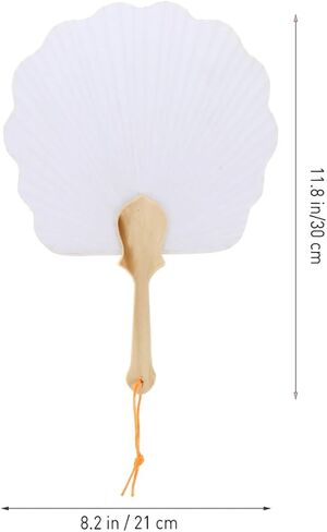 PRETYZOOM 16pcs Wedding Paddle Hand Fans for Guests, Small Round Double-Sided Blank Japanese Uchiwa Fans for Painting, DIY Craft (21x30 cm) in Saudi Arabia