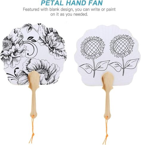 PRETYZOOM 16pcs Wedding Paddle Hand Fans for Guests, Small Round Double-Sided Blank Japanese Uchiwa Fans for Painting, DIY Craft (21x30 cm) in Saudi Arabia