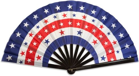 Flags Importer Large USA Stars Hand Fan - For Parties, Events, Raves, Indoor, Outdoor Use - 25" Wide Foldable Hand Fan Patriotic American USA fan in Saudi Arabia
