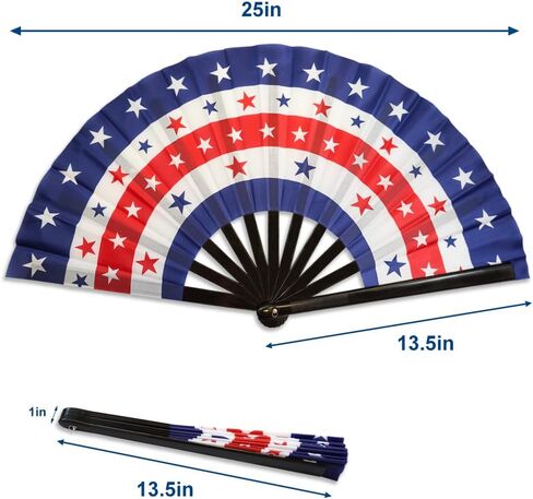 Flags Importer Large USA Stars Hand Fan - For Parties, Events, Raves, Indoor, Outdoor Use - 25" Wide Foldable Hand Fan Patriotic American USA fan in Saudi Arabia