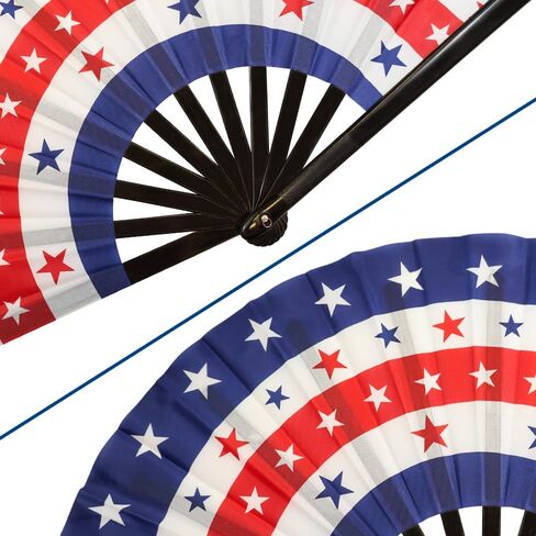 Flags Importer Large USA Stars Hand Fan - For Parties, Events, Raves, Indoor, Outdoor Use - 25" Wide Foldable Hand Fan Patriotic American USA fan in Saudi Arabia