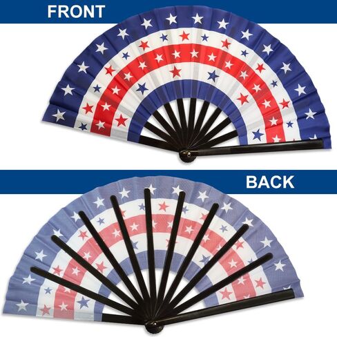 Flags Importer Large USA Stars Hand Fan - For Parties, Events, Raves, Indoor, Outdoor Use - 25" Wide Foldable Hand Fan Patriotic American USA fan in Saudi Arabia