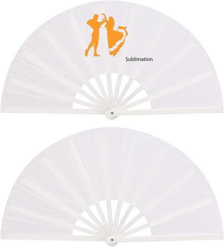 2 PCS Sublimation Fan Blanks – 13 Inch White Folding Sublimation Blank Hand Fans for Heat Transfer Printing, DIY Large Clack Fans for Line Dancing, Disco, Weddings in Saudi Arabia