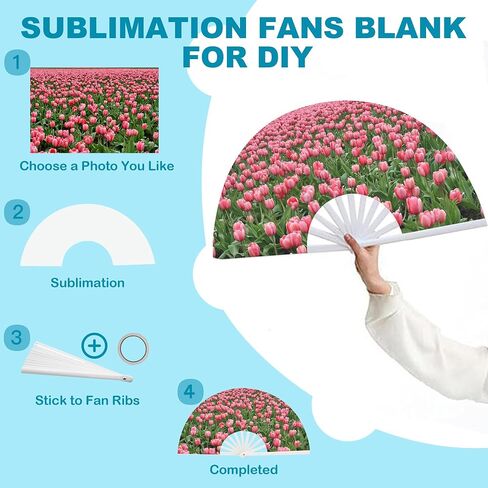 2 PCS Sublimation Fan Blanks – 13 Inch White Folding Sublimation Blank Hand Fans for Heat Transfer Printing, DIY Large Clack Fans for Line Dancing, Disco, Weddings in Saudi Arabia