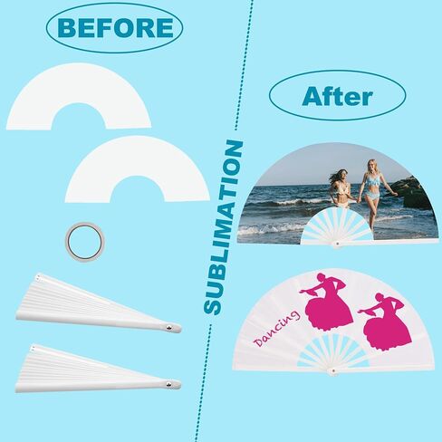 2 PCS Sublimation Fan Blanks – 13 Inch White Folding Sublimation Blank Hand Fans for Heat Transfer Printing, DIY Large Clack Fans for Line Dancing, Disco, Weddings in Saudi Arabia