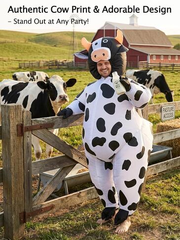 Inflatable Cow Costume Adult Funny Blow Up Farm Animal Suit Halloween Cosplay Fancy Dress in Saudi Arabia