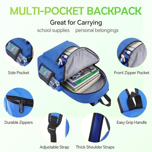 24 Pcs 17" Backpack and Lunch Bag Set, Bulk Backpacks Reusable Insulated Lunch Pouches for Office, Summer Camping, Travel, Gym, Corporate Events, Homeless Donation, 12 Assorted Colors in Saudi Arabia