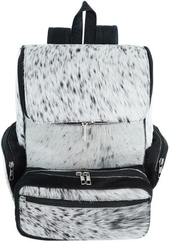 SpazeUp diaper bag - Cowhide Backpack Hair On Brown and White Knapsack Travel Shoulder Bag Dark Brown & White in Saudi Arabia