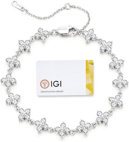 MOOSEA IGI معتمد 3.6 قيراط مويسانيتي سوار التنس، 925 الفضة الاسترليني قابل للتعديل مويسانيتي البرسيم سوار للنساء هدية عيد ميلاد الذكرى السنوية لهدايا مجوهراتها D-E اللون VVS1 in Kuwait