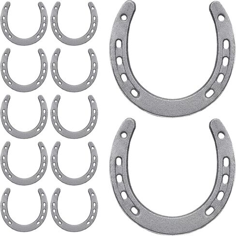 HANLANXUE 12Pcs Cast Iron Horse Shoes for Decorations, Durable Good Lucky Horseshoe for Wall Décor, Indoor, Outdoor, Cowboy, Western, Wedding, Crafts, Birthday Party Favors Supplies, 4.5" x 4.3" in Saudi Arabia