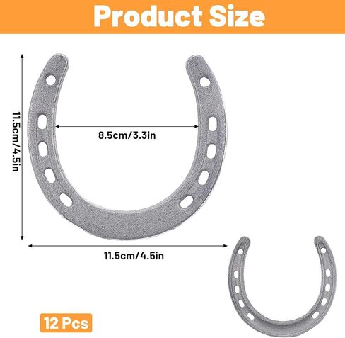 HANLANXUE 12Pcs Cast Iron Horse Shoes for Decorations, Durable Good Lucky Horseshoe for Wall Décor, Indoor, Outdoor, Cowboy, Western, Wedding, Crafts, Birthday Party Favors Supplies, 4.5" x 4.3" in Saudi Arabia