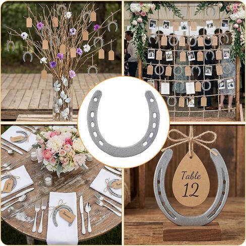HANLANXUE 12Pcs Cast Iron Horse Shoes for Decorations, Durable Good Lucky Horseshoe for Wall Décor, Indoor, Outdoor, Cowboy, Western, Wedding, Crafts, Birthday Party Favors Supplies, 4.5" x 4.3" in Saudi Arabia