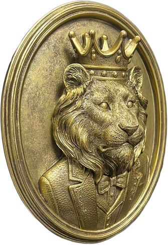 Framed Lion Head Wall Decor – Vintage Gold Animal Wall Sculpture for Living Room, Lion Wall Art Decor for Home, Office, Entryway, Elegant Animal Head Wall Decor in Saudi Arabia