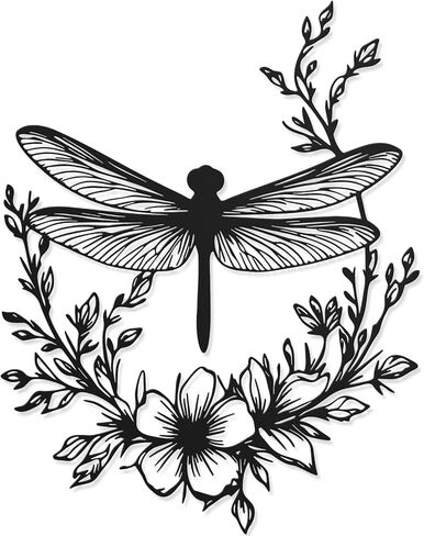 Hnatzu Metal Dragonfly Wall Art – Rust-Resistant Dragonfly Garden Decor with Floral Base – for Outdoor & Indoor Use in Saudi Arabia