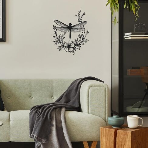 Hnatzu Metal Dragonfly Wall Art – Rust-Resistant Dragonfly Garden Decor with Floral Base – for Outdoor & Indoor Use in Saudi Arabia