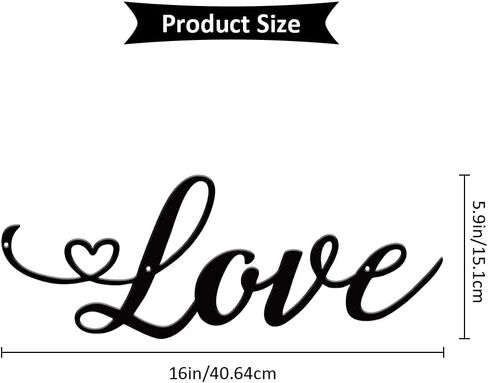 Black Love Wall Art - Metal Wall Decoration - 16inch - Gifts for Him, Wife, Husband, Couples, Birthday in Saudi Arabia