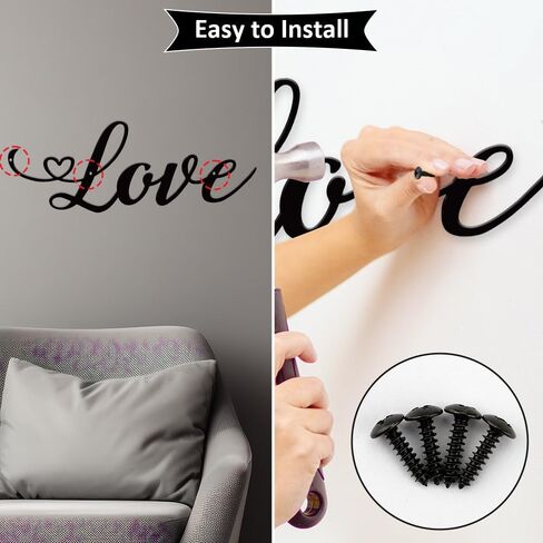 Black Love Wall Art - Metal Wall Decoration - 16inch - Gifts for Him, Wife, Husband, Couples, Birthday in Saudi Arabia