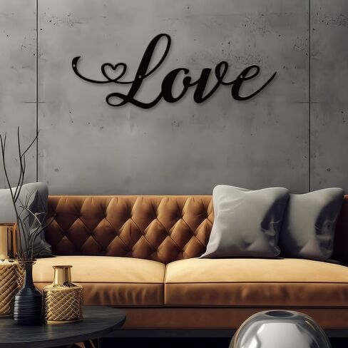 Black Love Wall Art - Metal Wall Decoration - 16inch - Gifts for Him, Wife, Husband, Couples, Birthday in Saudi Arabia