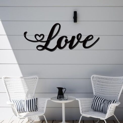 Black Love Wall Art - Metal Wall Decoration - 16inch - Gifts for Him, Wife, Husband, Couples, Birthday in Saudi Arabia