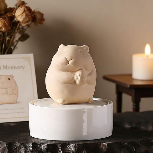 Ceramic Hamster Cremation Ash Keepsake Memorial Urn,Pet Loss Remembrance Urn for Hamster, Small Animal Ashes and Fur Storage Container (Beige, Medium, Seed) in Saudi Arabia