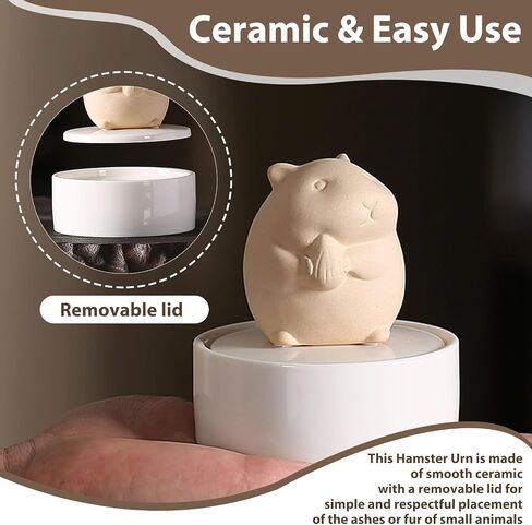 Ceramic Hamster Cremation Ash Keepsake Memorial Urn,Pet Loss Remembrance Urn for Hamster, Small Animal Ashes and Fur Storage Container (Beige, Medium, Seed) in Saudi Arabia