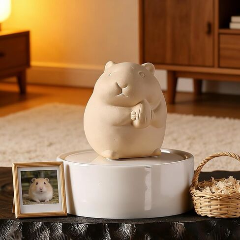 Ceramic Hamster Cremation Ash Keepsake Memorial Urn,Pet Loss Remembrance Urn for Hamster, Small Animal Ashes and Fur Storage Container (Beige, Medium, Seed) in Saudi Arabia