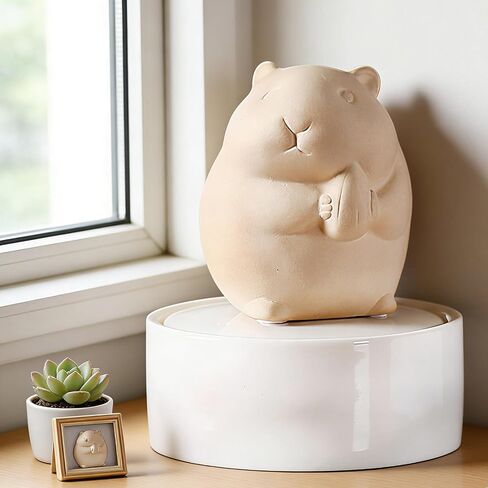 Ceramic Hamster Cremation Ash Keepsake Memorial Urn,Pet Loss Remembrance Urn for Hamster, Small Animal Ashes and Fur Storage Container (Beige, Medium, Seed) in Saudi Arabia