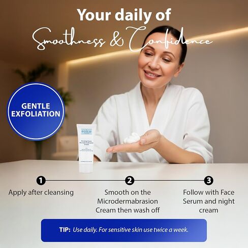 Dr. Denese SkinScience Firming Facial MicroDermabrasion Cream Refresh with Botanical Ingredients - Dual Physical Peel & Chemical Exfoliant For Glowing Radiant Skin - Paraben-Free, Cruelty-Free - 6oz in Kuwait