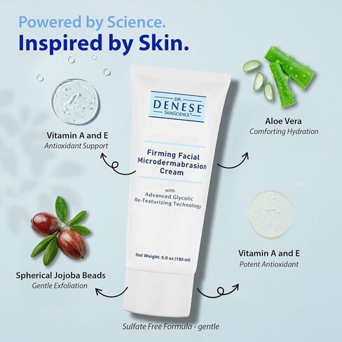Dr. Denese SkinScience Firming Facial MicroDermabrasion Cream Refresh with Botanical Ingredients - Dual Physical Peel & Chemical Exfoliant For Glowing Radiant Skin - Paraben-Free, Cruelty-Free - 6oz in Kuwait