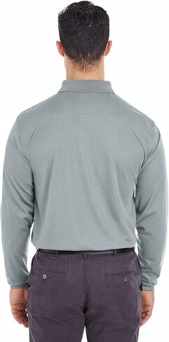 UltraClub Adult Cool & Dry Long-Sleeve Mesh Piqué Polo L SILVER in Saudi Arabia