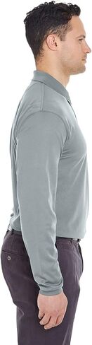 UltraClub Adult Cool & Dry Long-Sleeve Mesh Piqué Polo L SILVER in Saudi Arabia