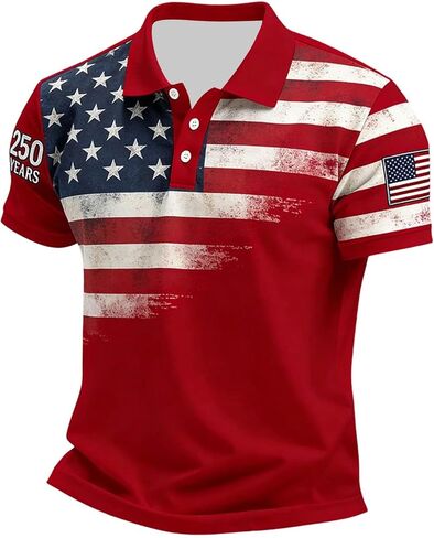 4Th Of July Shirts For Men 250 Anniversary Usa Polo Red White Blue Outfits Patriotic 250Th America Merchandise in Kuwait