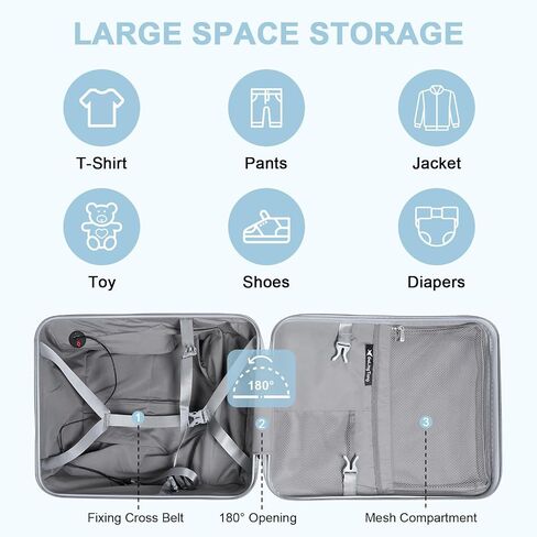 Expandable Luggage with Spinner Wheels,Large Suitcases with Child Seat Design,Hard Luggage for Women and Men,20 inch Hardside Carry on Luggage for Travel (Blue) in Saudi Arabia