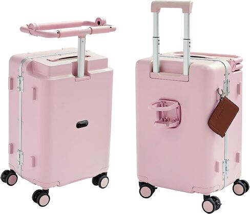 TABU 20" Carry On Luggage with Seat for Kids & Adults, Hardshell Ride On Suitcase with Double Handles & Cup Holder, TSA Lock, Pink in Saudi Arabia