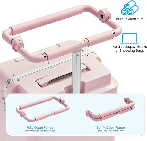 TABU 20" Carry On Luggage with Seat for Kids & Adults, Hardshell Ride On Suitcase with Double Handles & Cup Holder, TSA Lock, Pink in Saudi Arabia