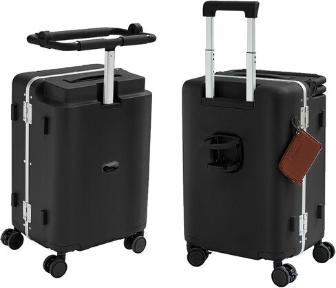 TABU 20" Carry On Luggage with Seat for Kids & Adults, Hardshell Ride On Suitcase with Double Handles & Cup Holder, TSA Lock, Pink in Saudi Arabia