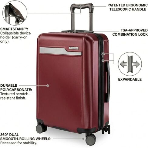 Ricardo Beverly Hills Brentwood Hardside Luggage Collection – Expandable Suitcases with Wheels and TSA Lock, 29" Large Check-in, Crimson in Saudi Arabia