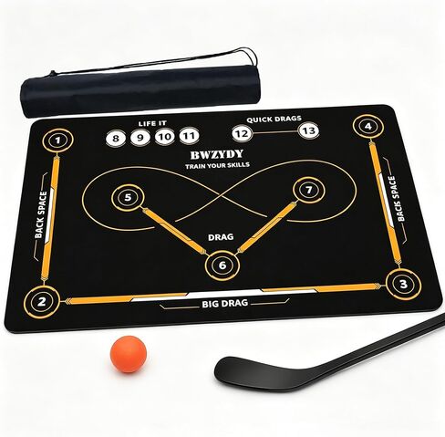 60"×36" Hockey Training Mat - Indoor/Outdoor Anti-Slip Quiet Field Hockey Equipment for All Ages, with Carry Bag & Practice Ball Included, Ideal Gift for Enthusiasts in Saudi Arabia