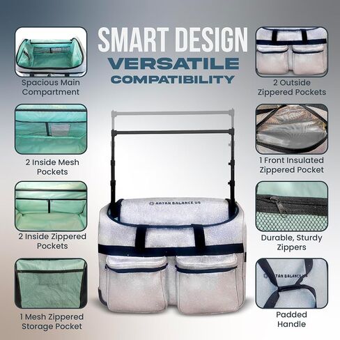 Dance Duffle Bag with Garment Rack 28" – Silver Glittering Rolling Dance Competition Bag for Shows, Travel and Performances – Collapsible Dance Suitcase with Portable Trolley and Storage Pockets in Saudi Arabia