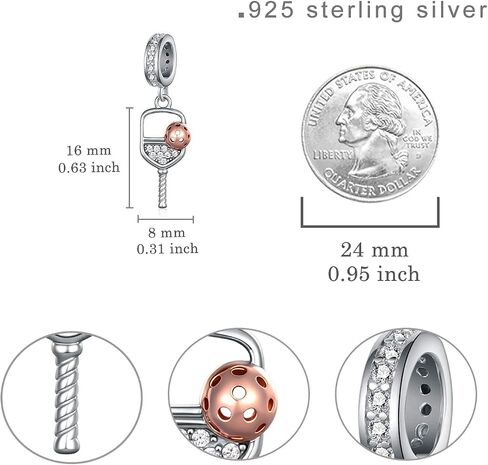 Pickleball Charms for Bracelet 925 Sterling Silver Sports Charms Pickleball Jewelry Gifts for Women Pickleball Lovers in Saudi Arabia